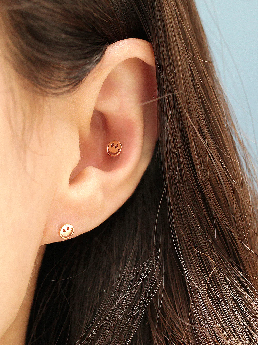 14K Gold Mini Smile Cartilage Earring 20G18G16G - Image 7