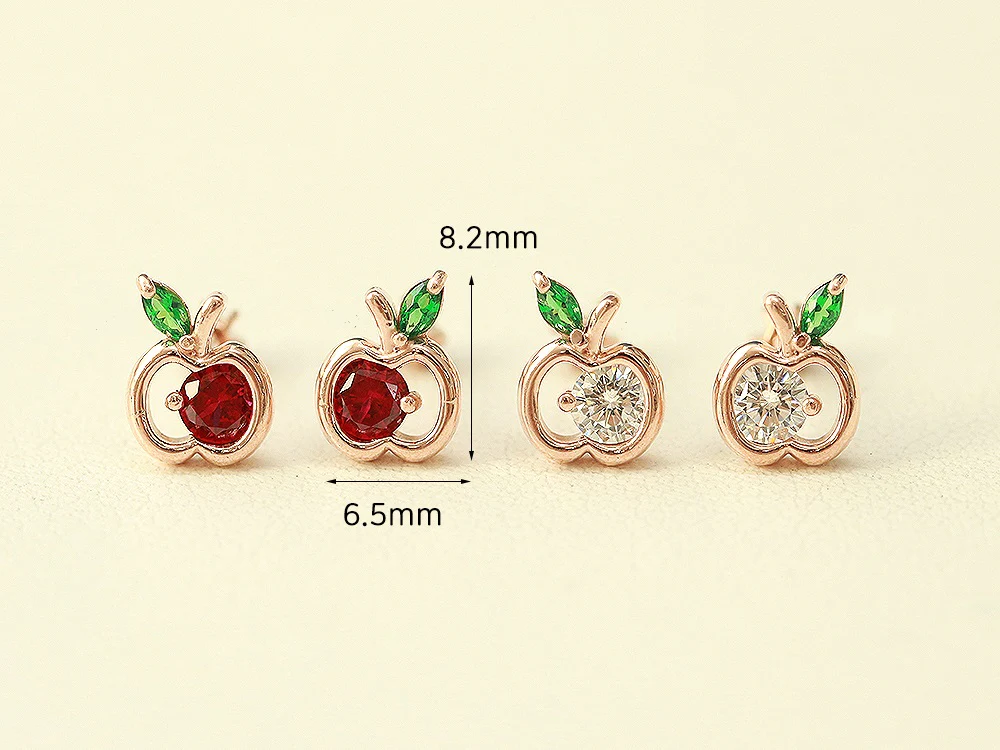 14K Gold Apple Cubic Cartilage Earring 18G16G - Image 10