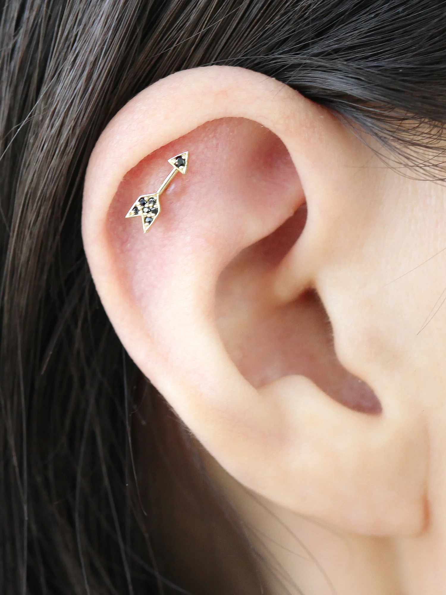 14K Gold Arrow Cubic Cartilage Earring 18G16G - Image 10
