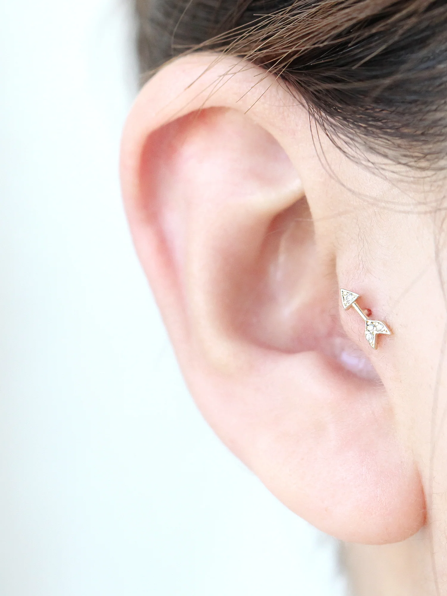 14K Gold Arrow Cubic Cartilage Earring 18G16G - Image 8