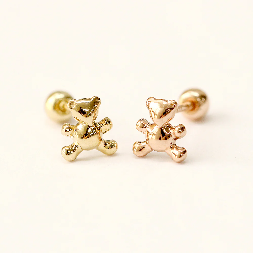 14K Gold Baby Bear Cartilage Earring 20G18G16G - Image 10