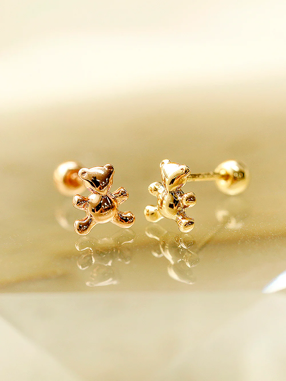 14K Gold Baby Bear Cartilage Earring 20G18G16G - Image 5