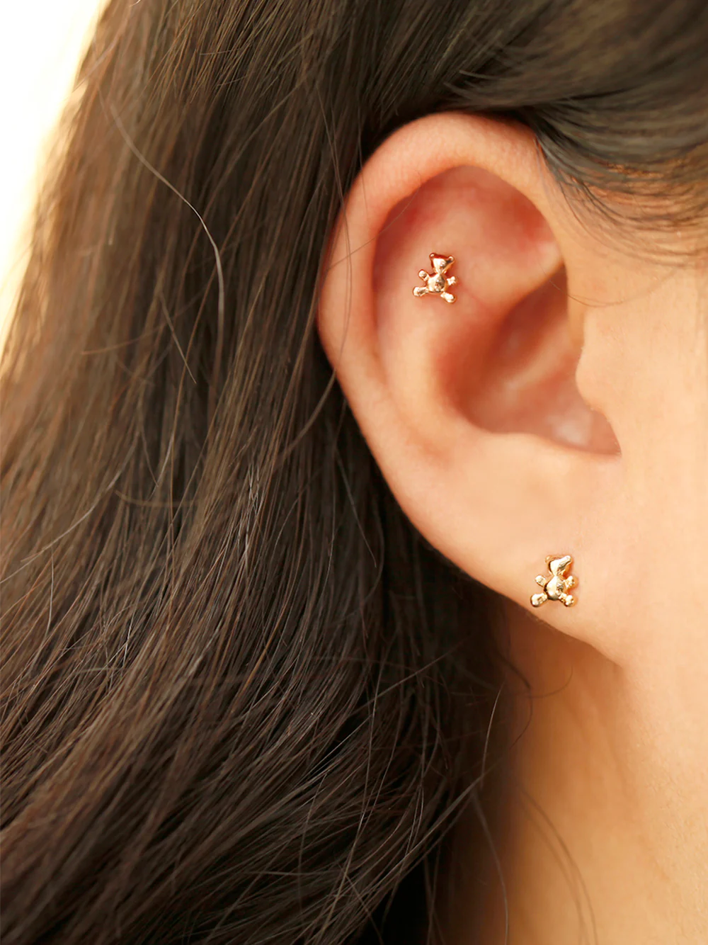14K Gold Baby Bear Cartilage Earring 20G18G16G - Image 6
