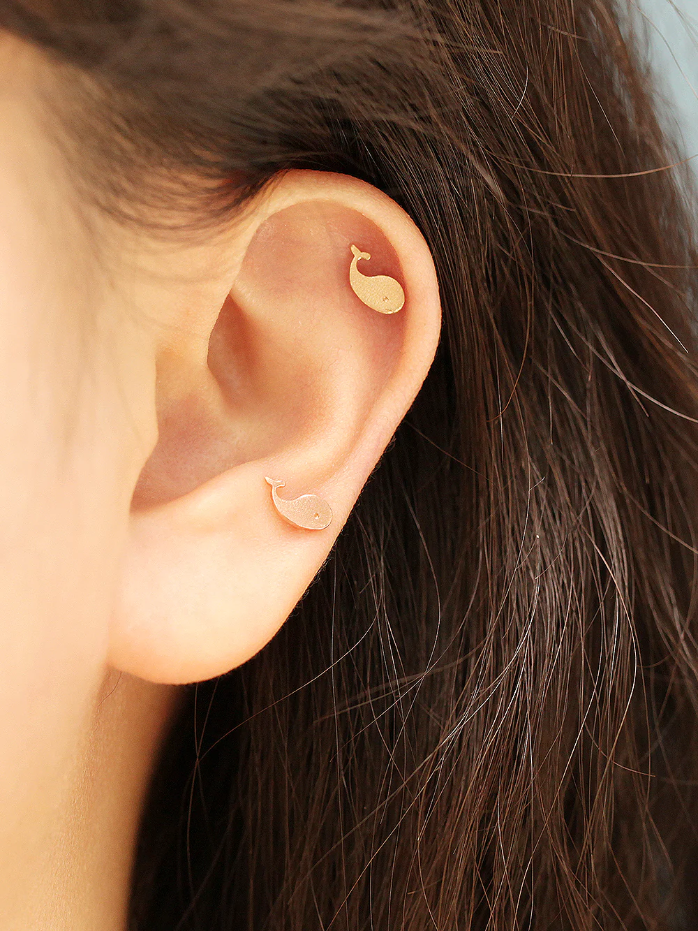 14K Gold Baby Whale Cartilage Earring 20G18G16G - Image 5