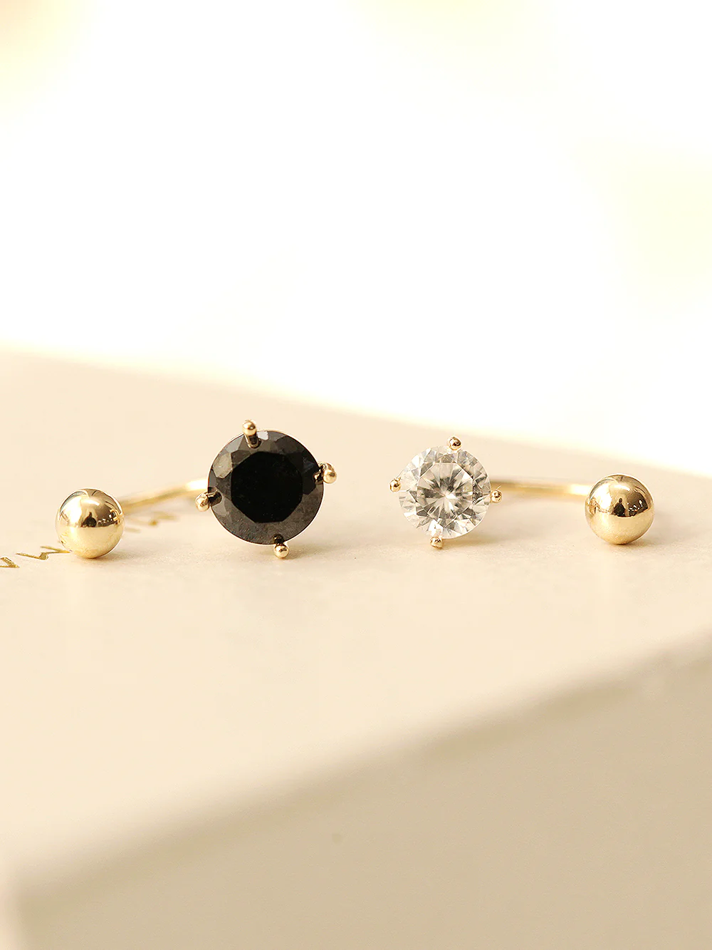 14K Gold Ball Round Cubic Curve Piercing 20G - Image 4