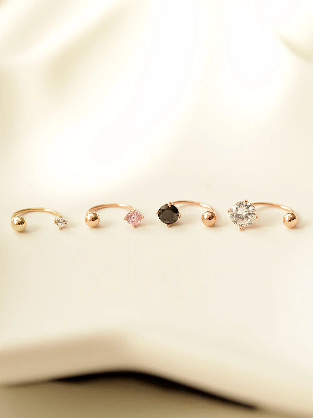14K Gold Ball Round Cubic Curve Piercing 20G - Image 5