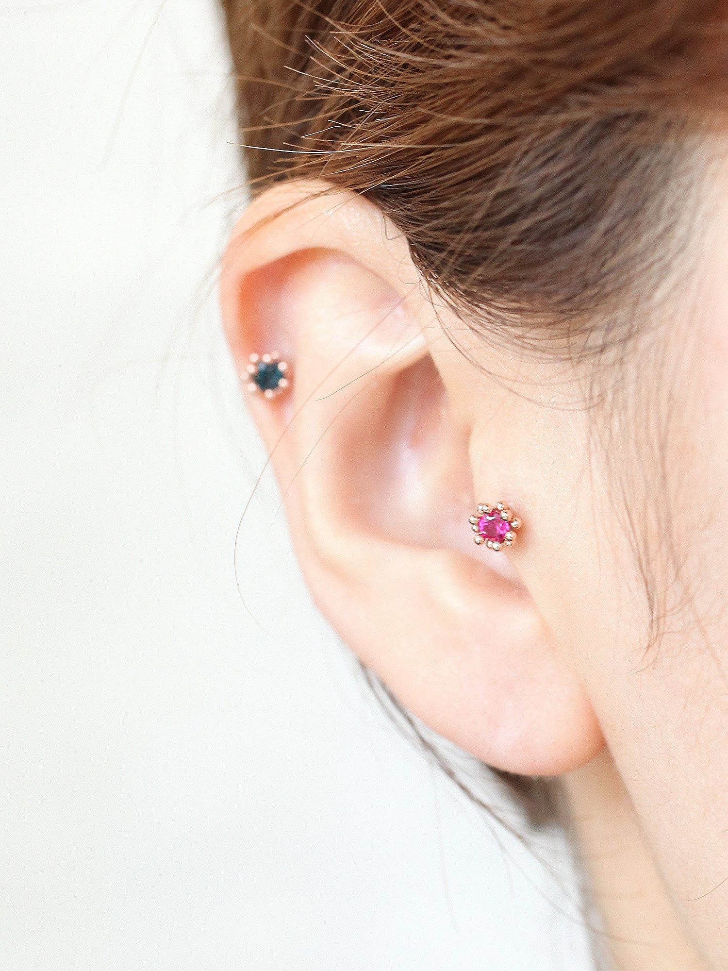 14K Gold Ball Flower Cubic Cartilage Earring 18G16G - Image 6
