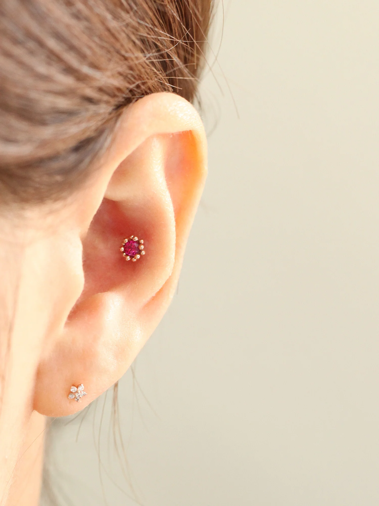 14K Gold Ball Flower Cubic Cartilage Earring 18G16G - Image 9