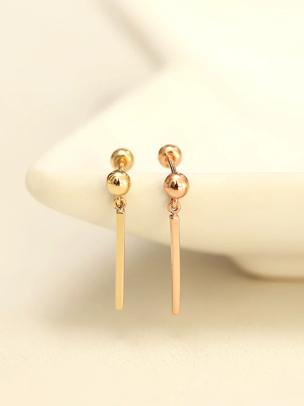 14K Gold Ball Long Stick Cartilage Earring 20G18G16G