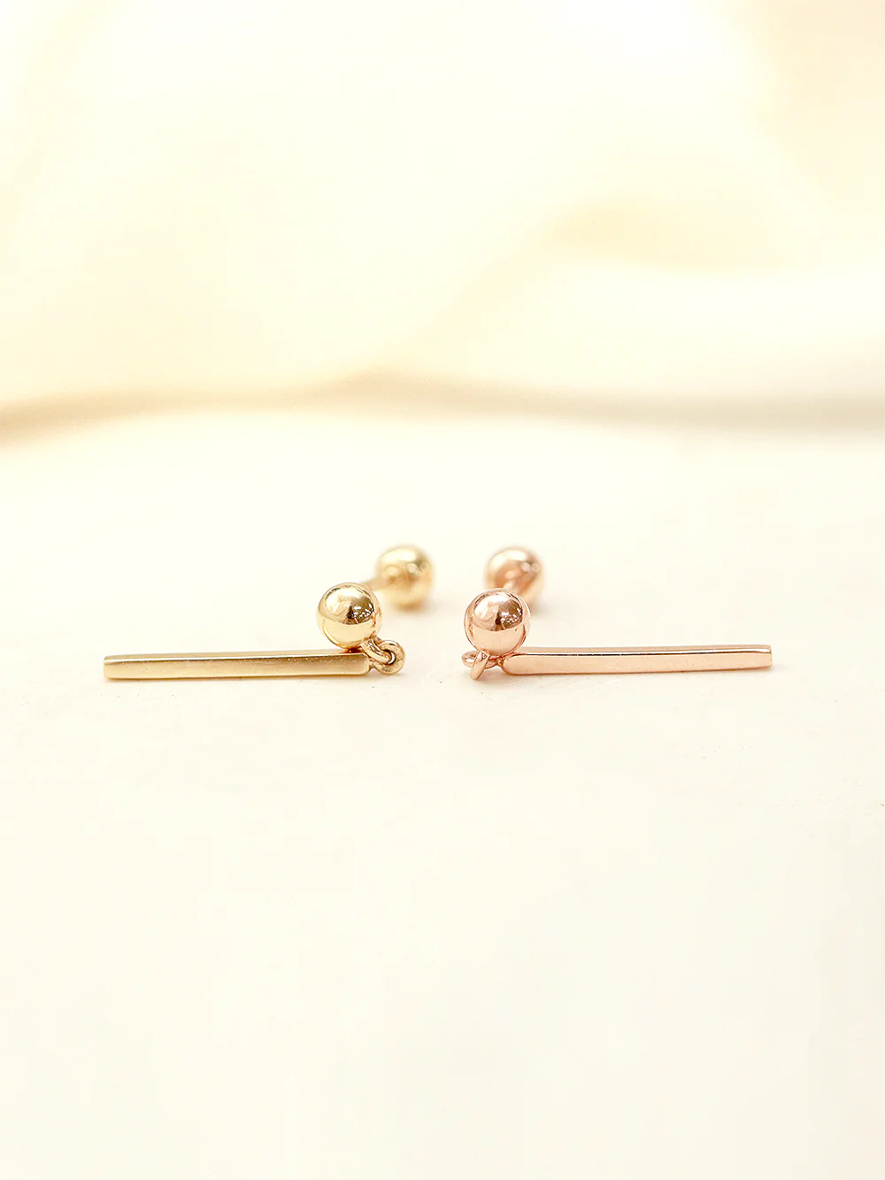 14K Gold Ball Long Stick Cartilage Earring 20G18G16G - Image 3