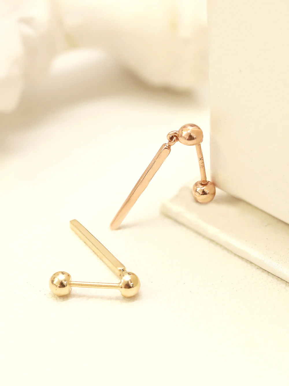 14K Gold Ball Long Stick Cartilage Earring 20G18G16G - Image 4