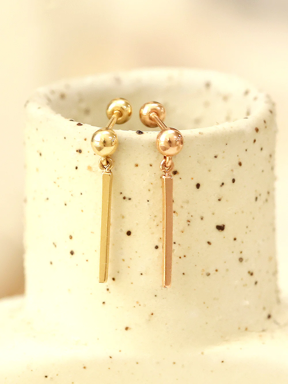 14K Gold Ball Long Stick Cartilage Earring 20G18G16G - Image 6