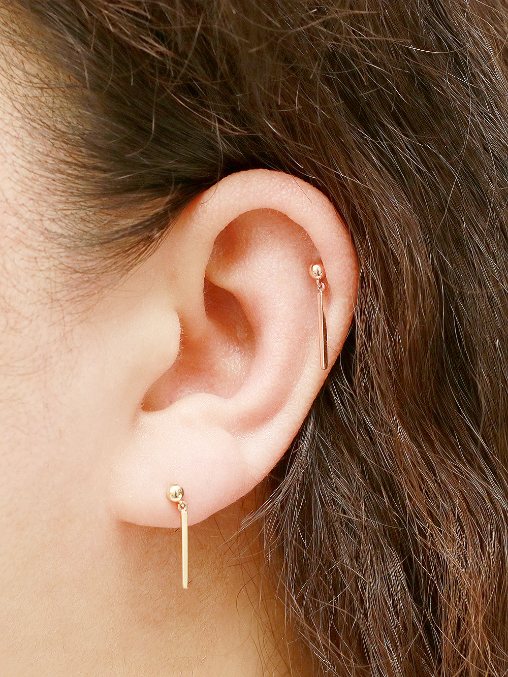 14K Gold Ball Long Stick Cartilage Earring 20G18G16G - Image 8