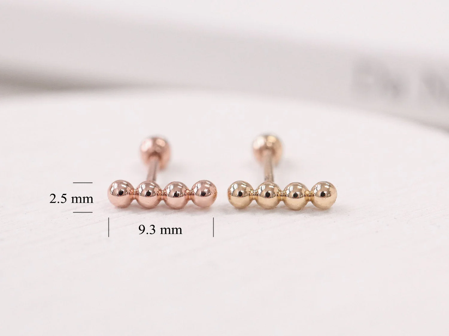 14K Gold Ball Stick Cartilage Earring 18G16G - Image 10