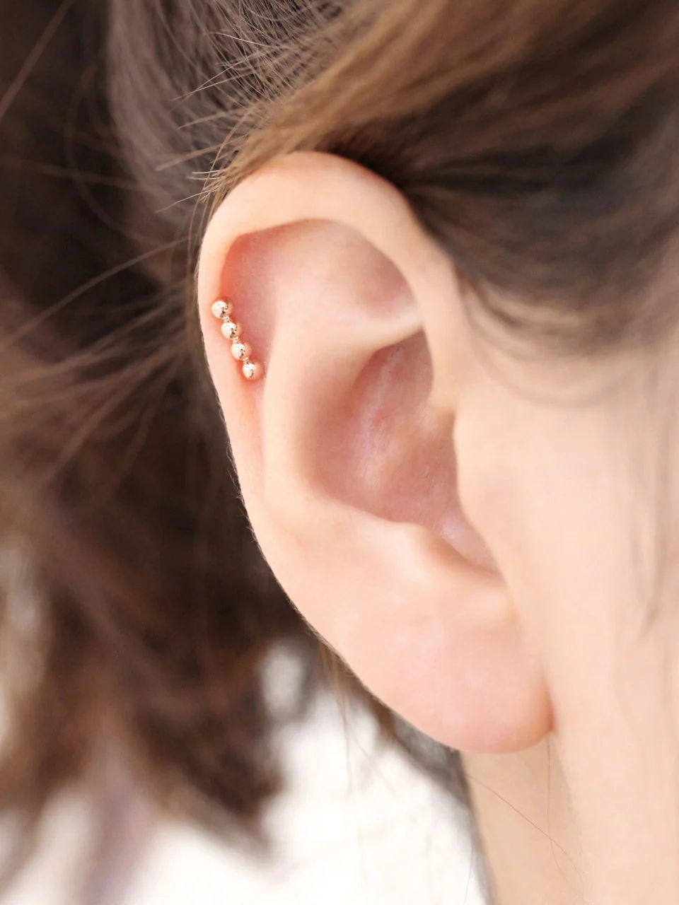 14K Gold Ball Stick Cartilage Earring 18G16G - Image 3