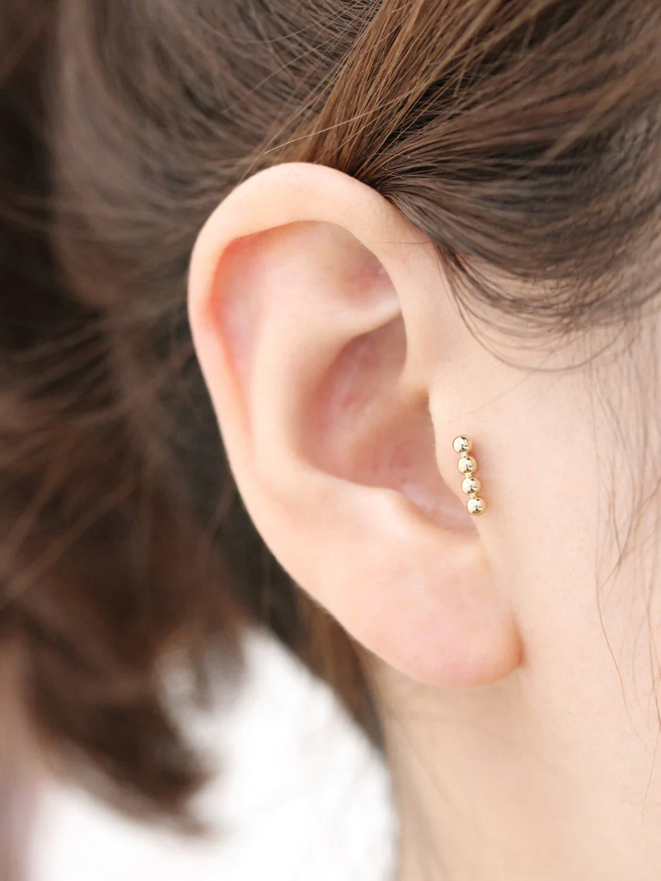 14K Gold Ball Stick Cartilage Earring 18G16G - Image 4