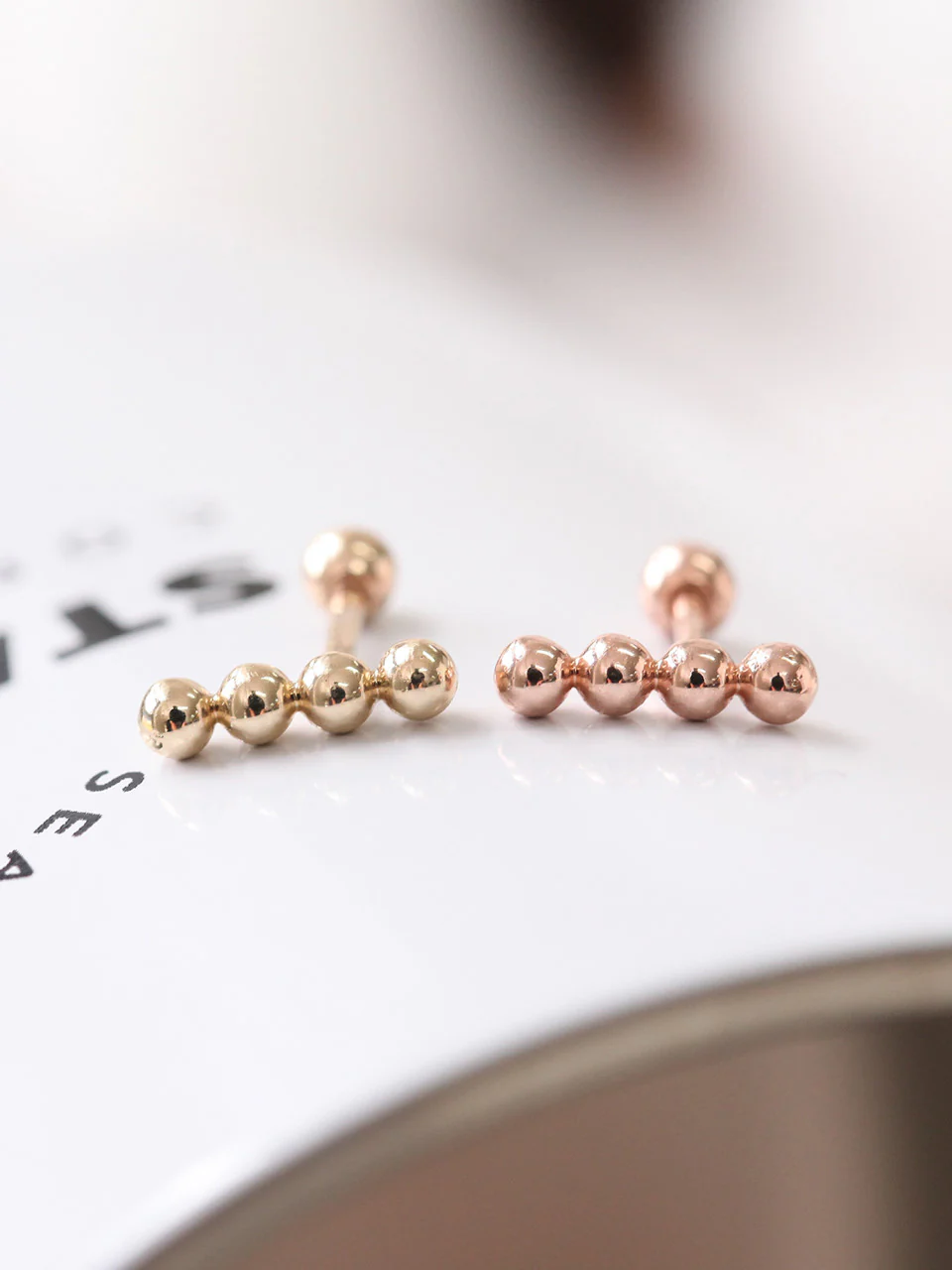 14K Gold Ball Stick Cartilage Earring 18G16G - Image 6