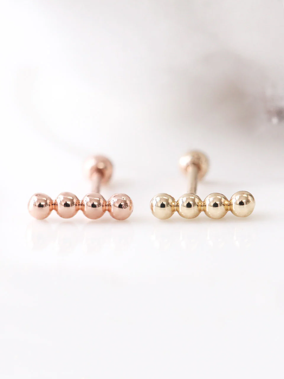 14K Gold Ball Stick Cartilage Earring 18G16G - Image 7