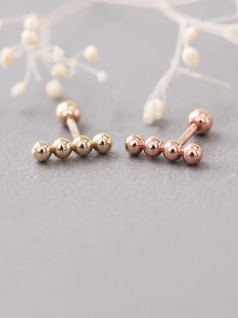 14K Gold Ball Stick Cartilage Earring 18G16G - Image 9