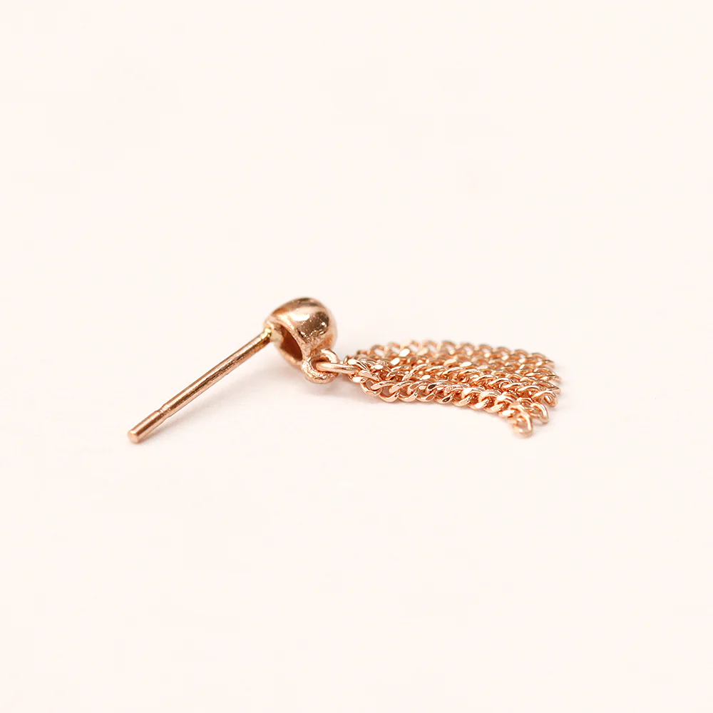 14K Gold Ball Tassel Stud Earring - Image 2