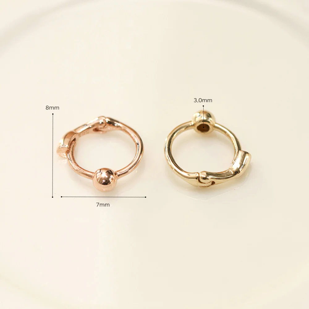 14K Gold Ball Triangle Drop Cartilage Hoop Earring - Image 16