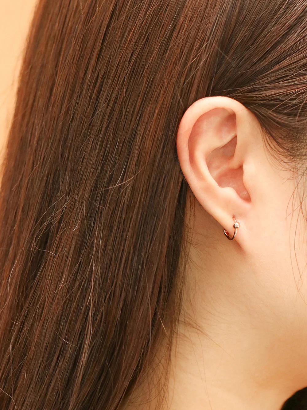 14K Gold Ball Triangle Drop Cartilage Hoop Earring - Image 2