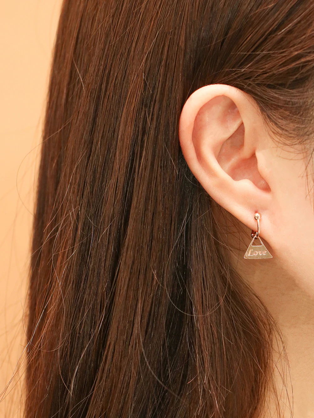 14K Gold Ball Triangle Drop Cartilage Hoop Earring - Image 4