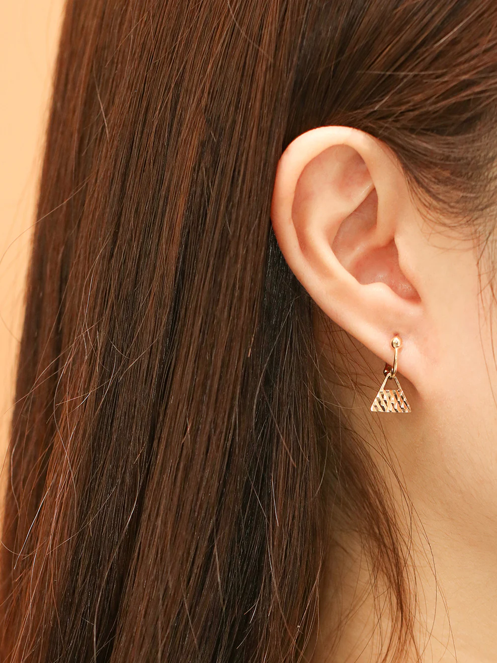 14K Gold Ball Triangle Drop Cartilage Hoop Earring - Image 6