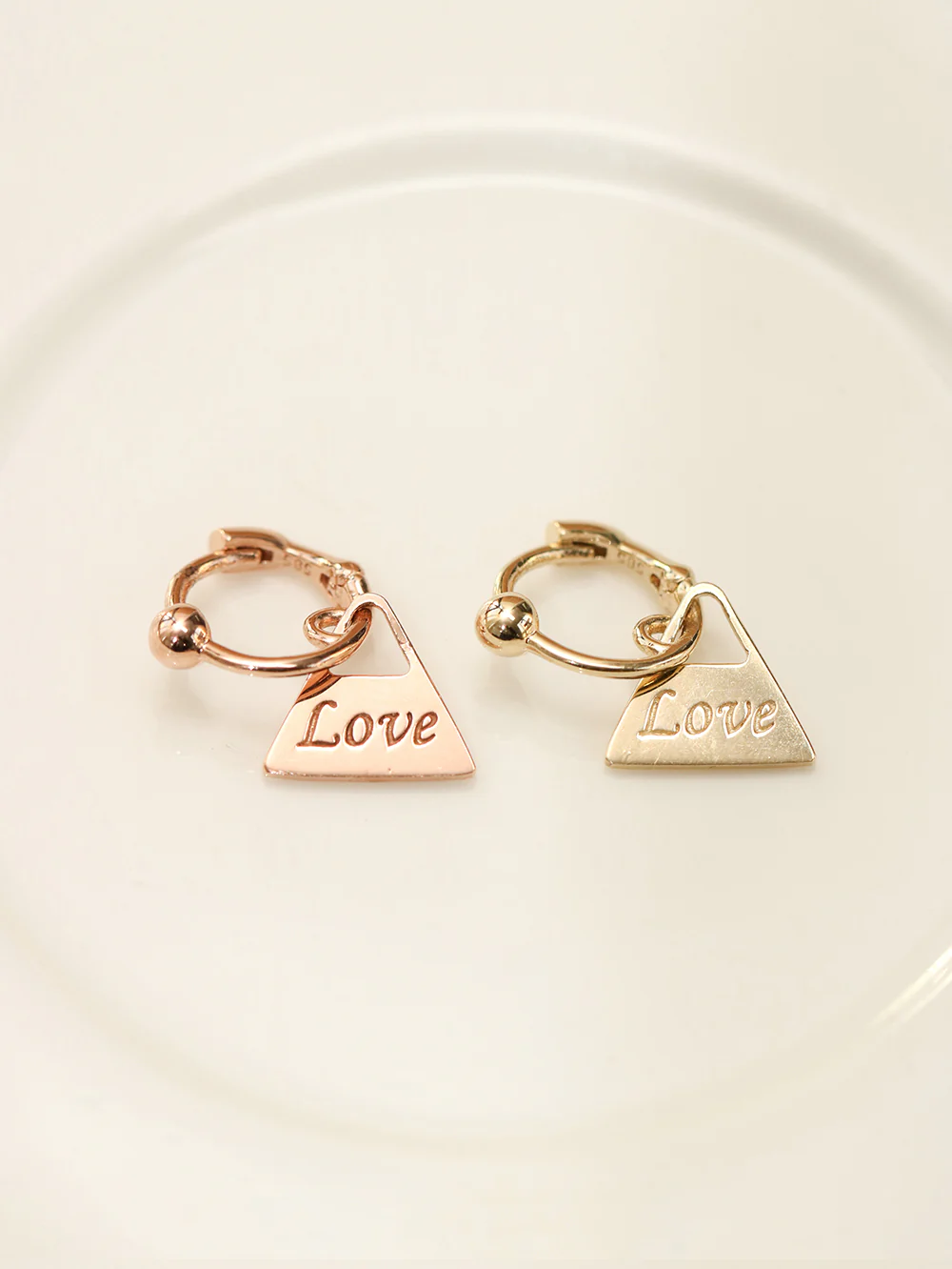 14K Gold Ball Triangle Drop Cartilage Hoop Earring - Image 7