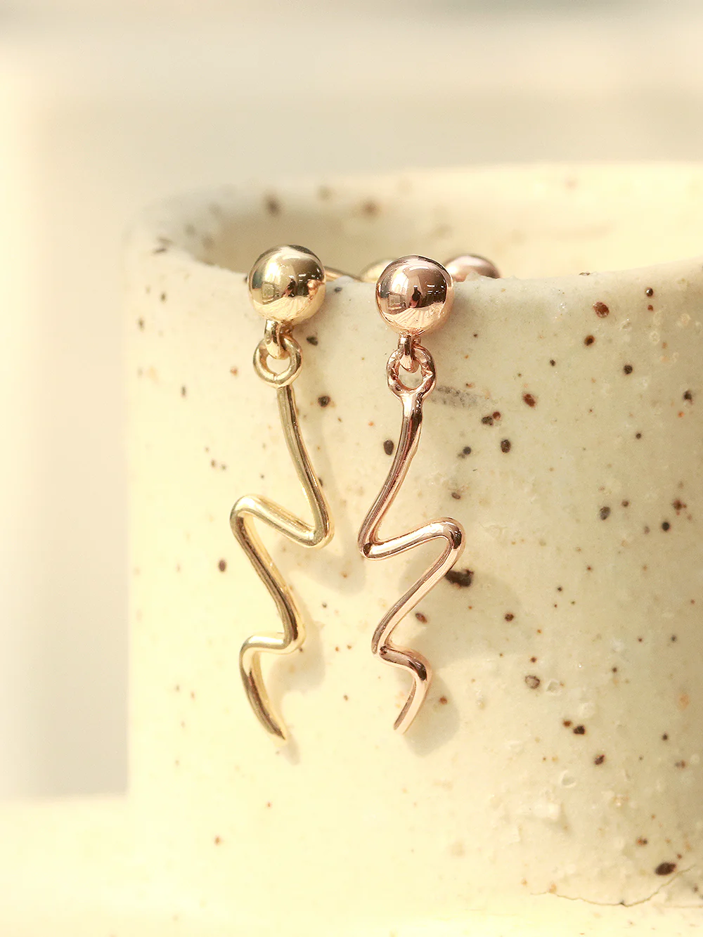 14K Gold Ball Wave Drop Cartilage Earring 20G18G16G
