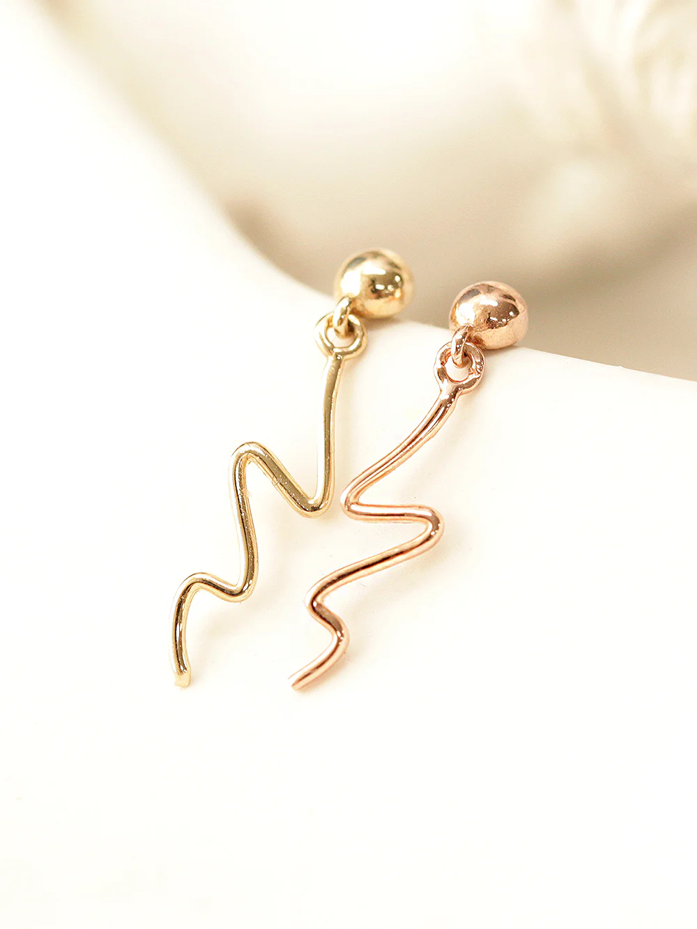 14K Gold Ball Wave Drop Cartilage Earring 20G18G16G - Image 3