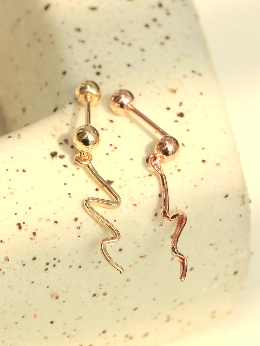 14K Gold Ball Wave Drop Cartilage Earring 20G18G16G - Image 7