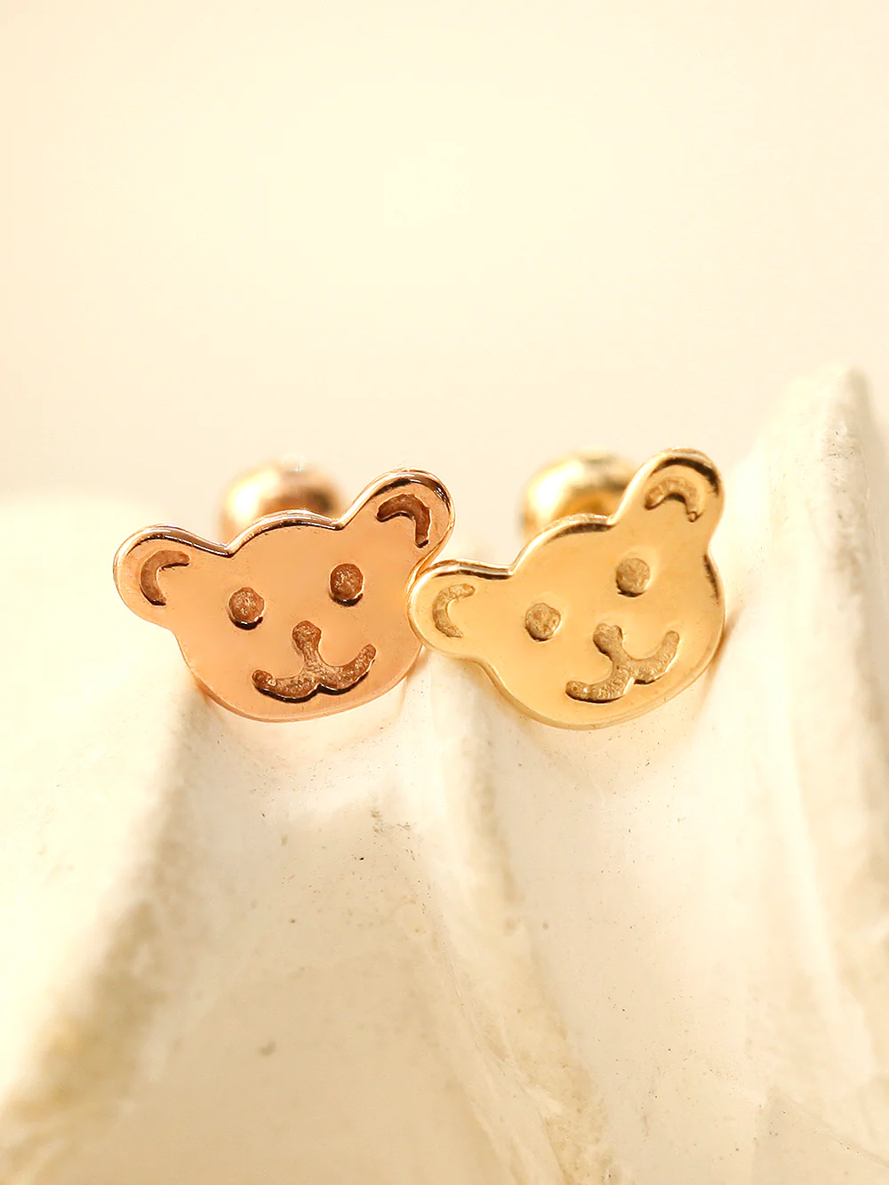 14K Gold Bear Cookie Cartilage Earring 20G18G16G - Image 5