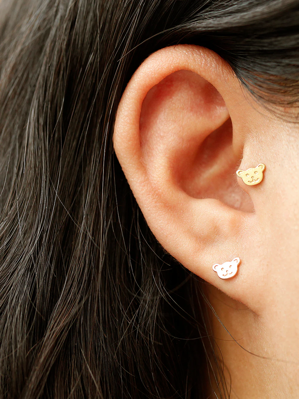 14K Gold Bear Cookie Cartilage Earring 20G18G16G - Image 6