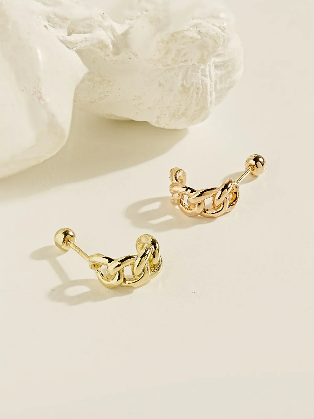 14K Gold Belt Chain Ring Cartilage Earring 20G18G16G - Image 7