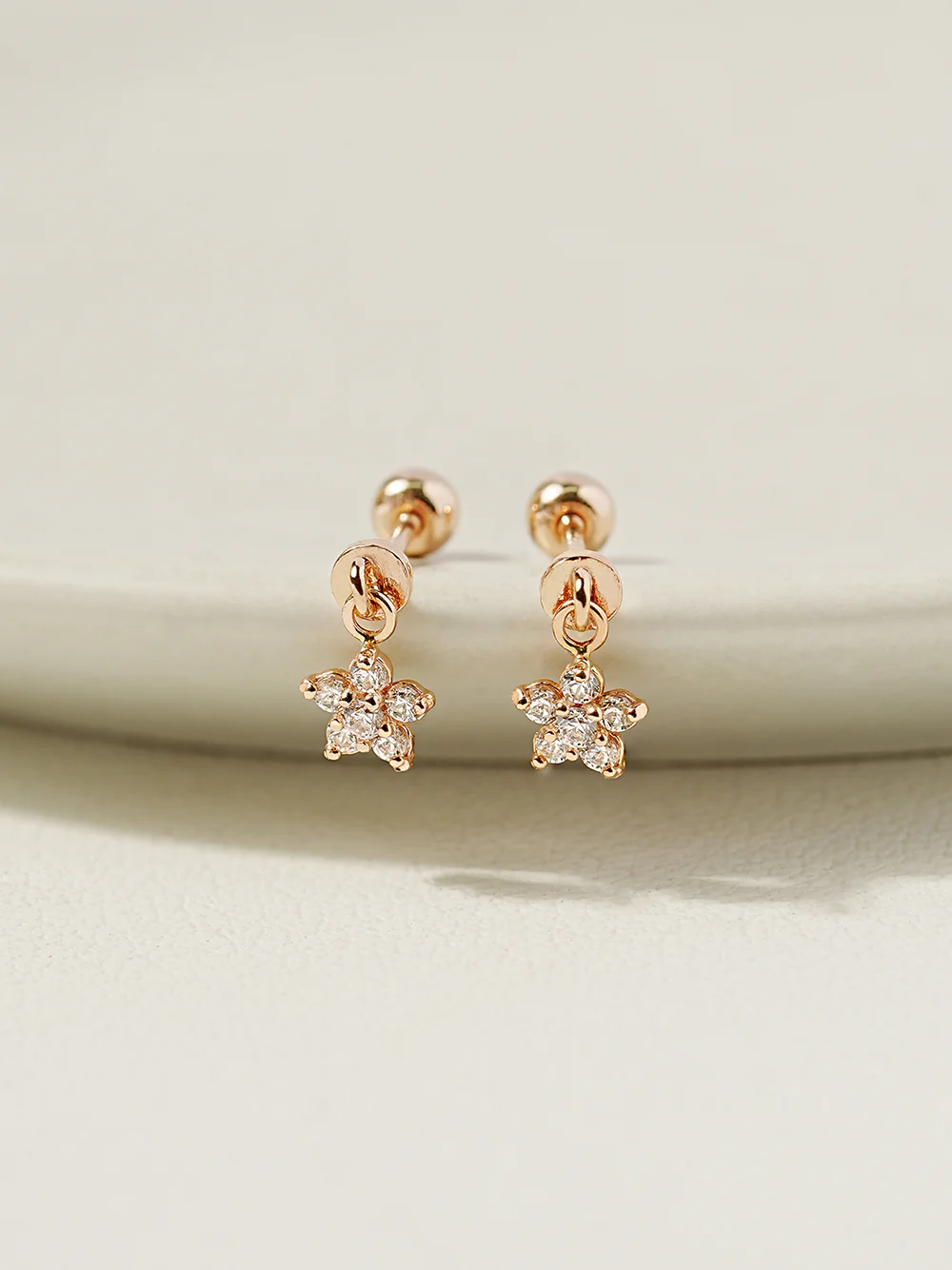 14K Gold Best Flower Drop Cartilage Earring 20G - Image 3