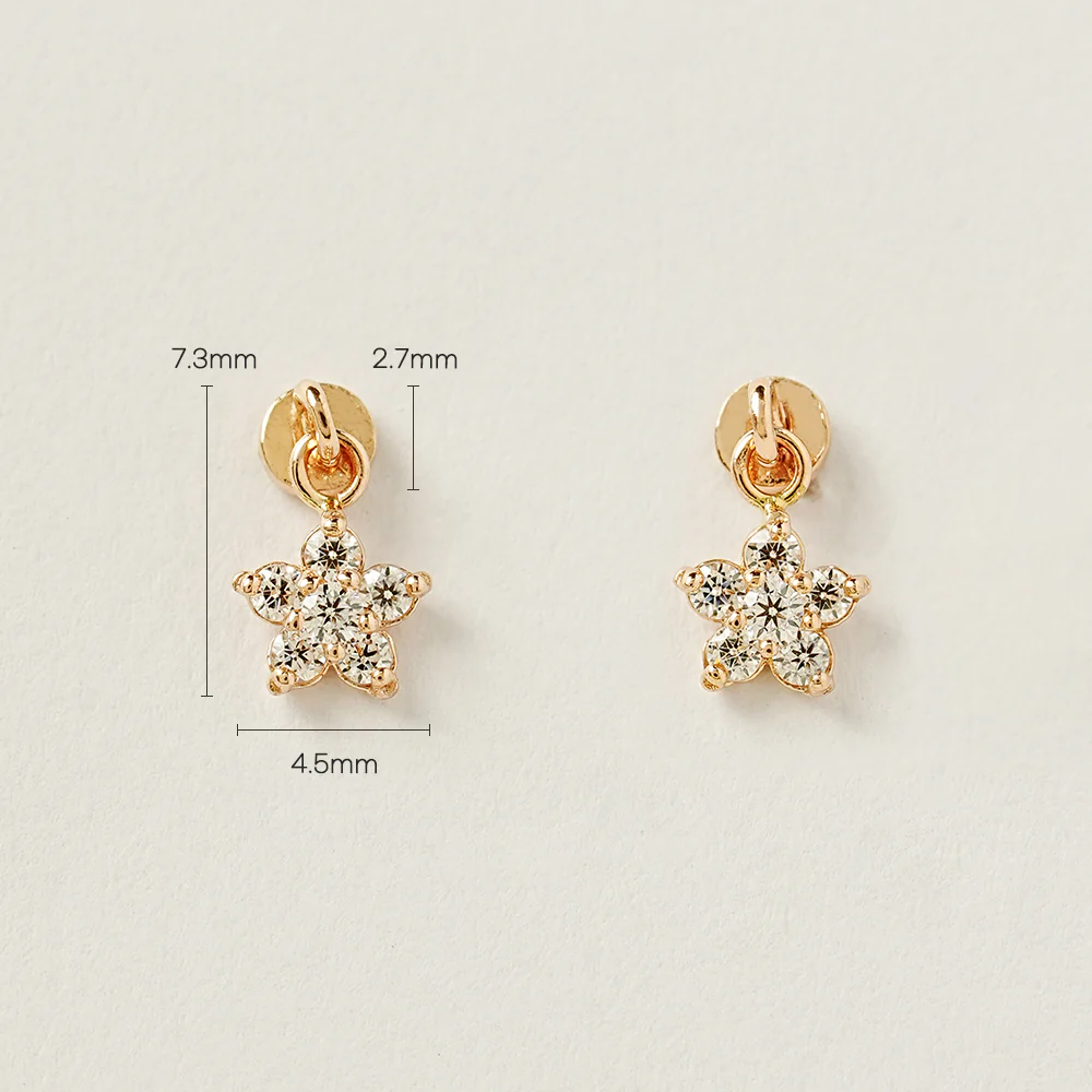 14K Gold Best Flower Drop Cartilage Earring 20G - Image 7