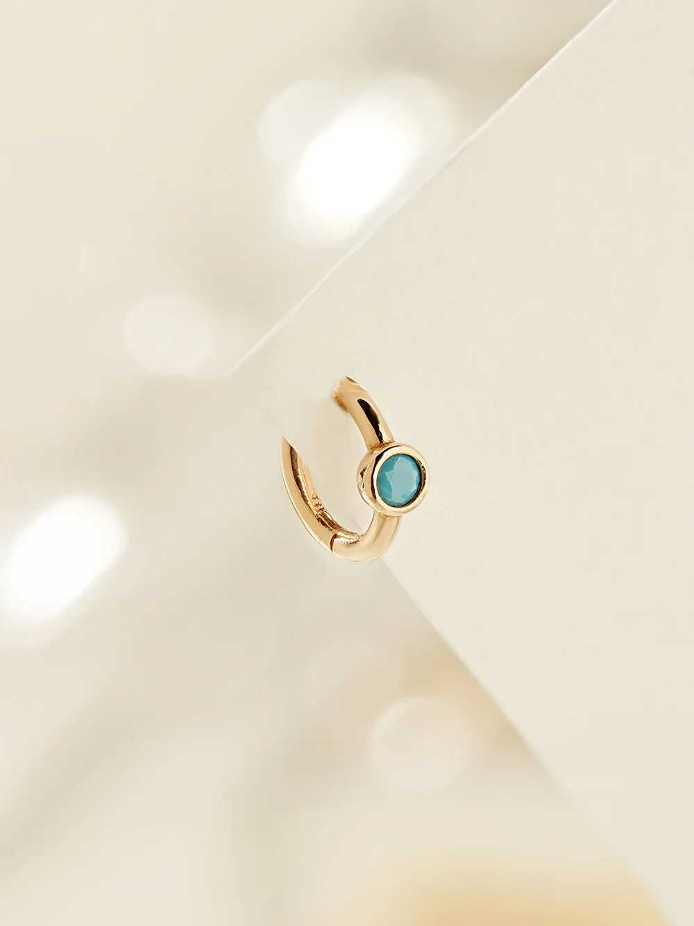 14K Gold Bezel Segment Clicker Cartilage Helix Hoop Earring 18G - Image 12