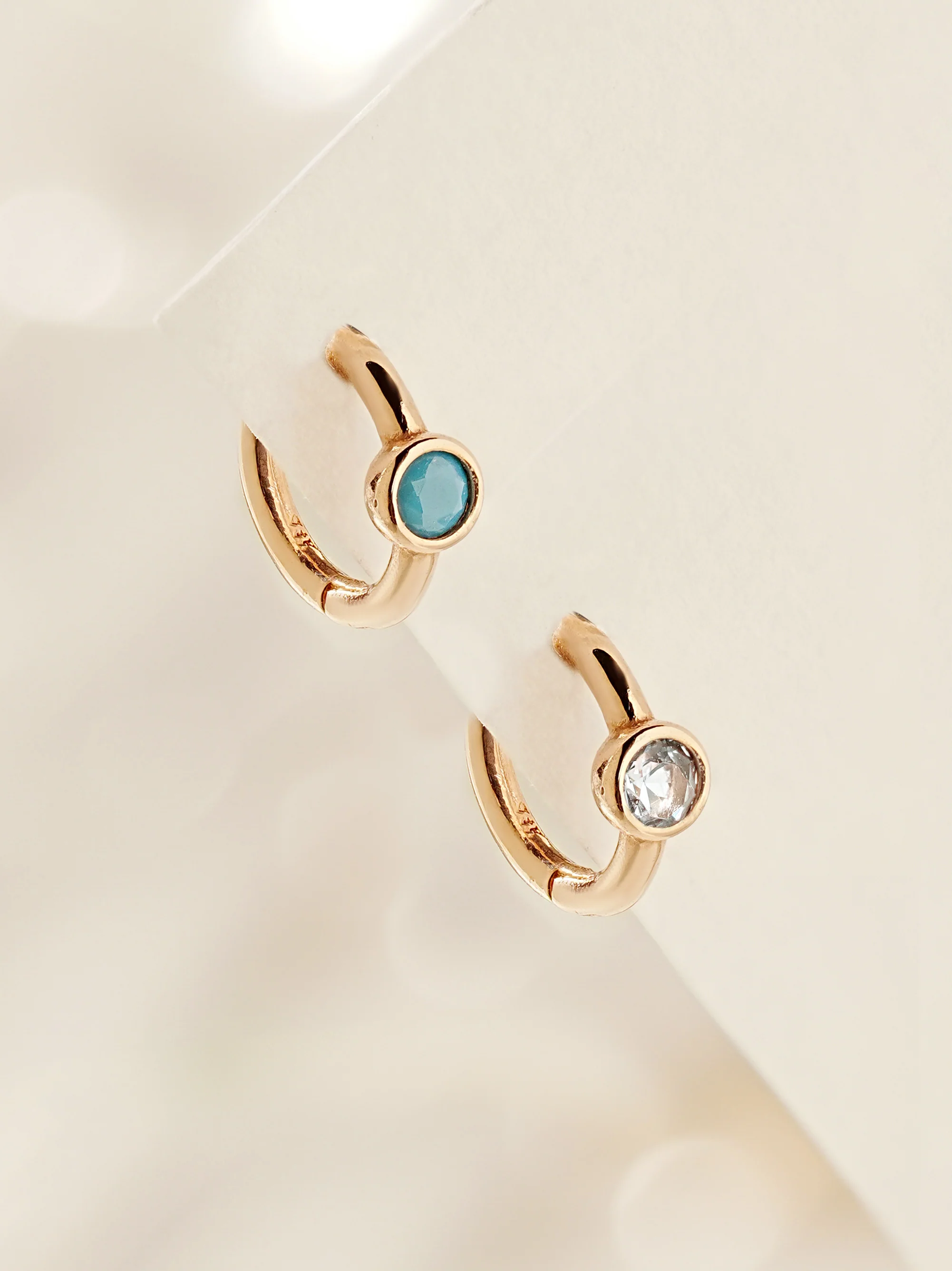 14K Gold Bezel Segment Clicker Cartilage Helix Hoop Earring 18G - Image 13