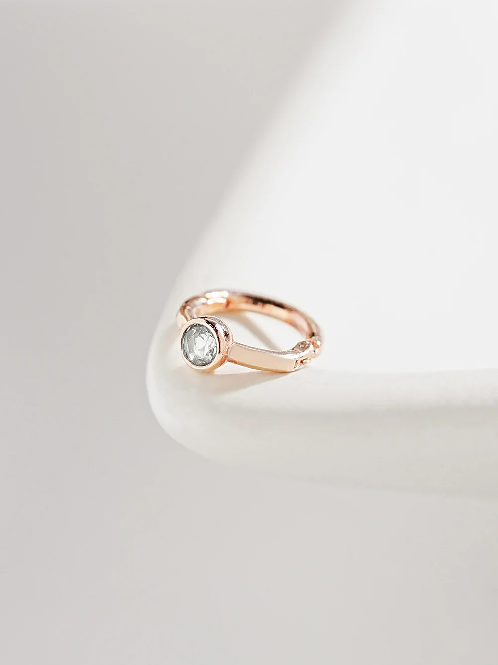14K Gold Bezel Segment Clicker Cartilage Helix Hoop Earring 18G - Image 5