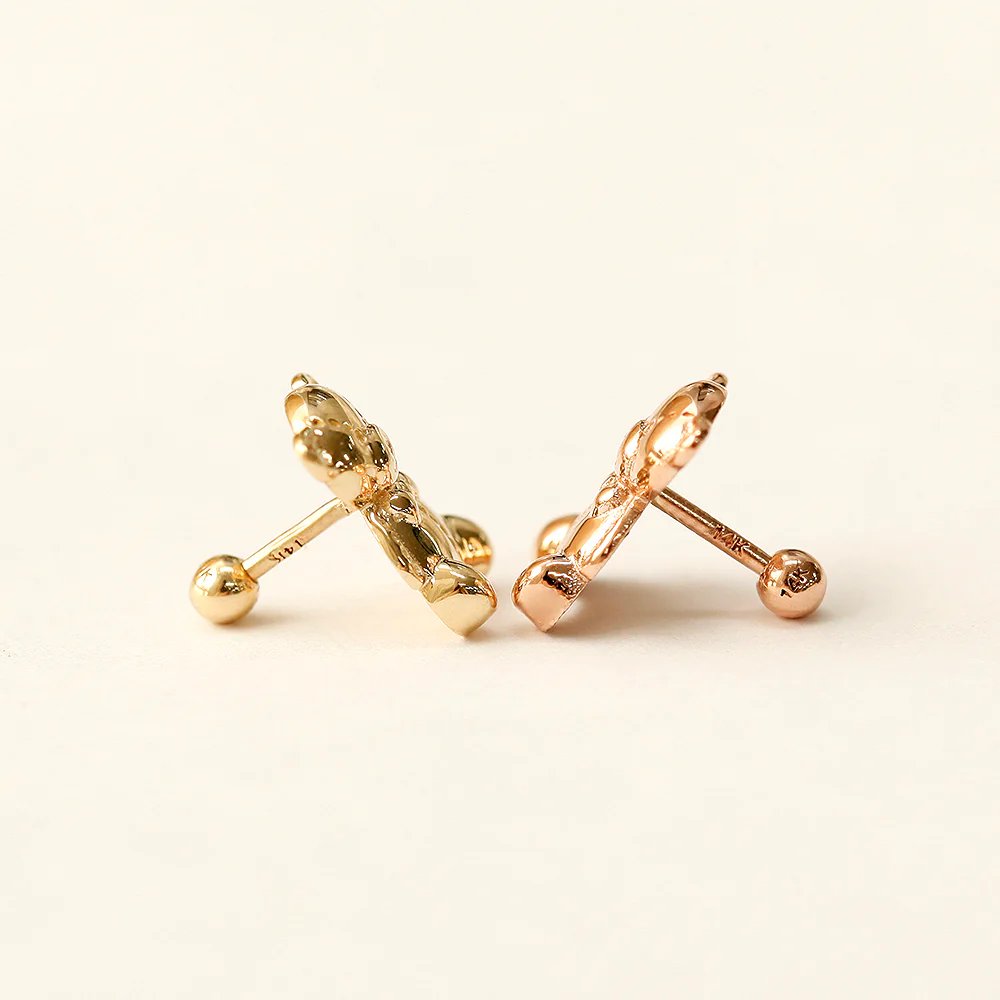 14K Gold Big Bear Cartilage Earring 18G16G - Image 10