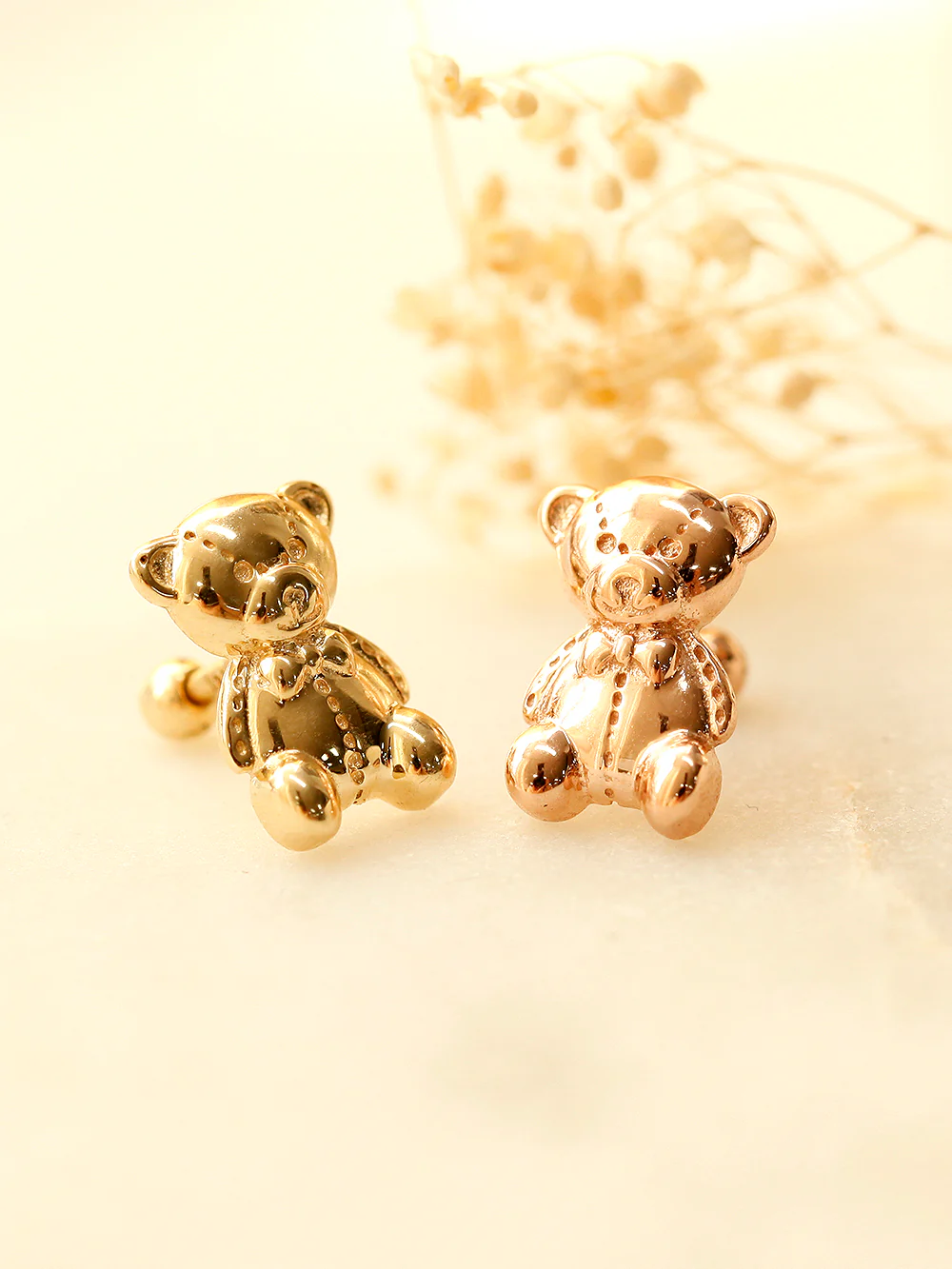 14K Gold Big Bear Cartilage Earring 18G16G - Image 6