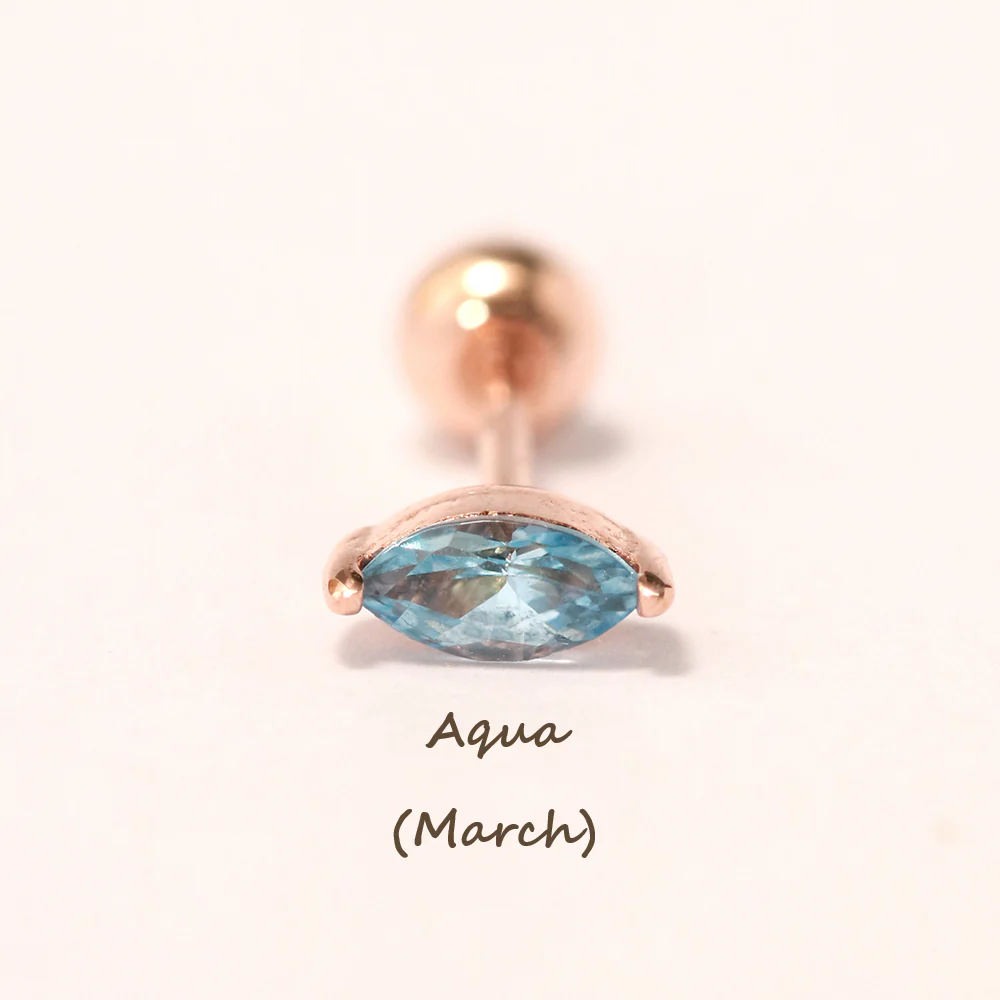 14K Gold Birth Stone Boat CZ  Cartilage Earring 20G18G16G - Image 16