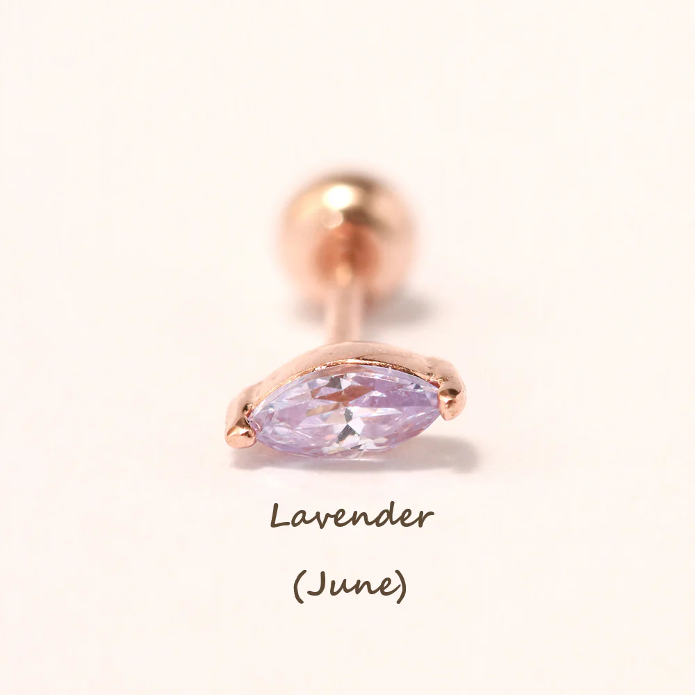 14K Gold Birth Stone Boat CZ  Cartilage Earring 20G18G16G - Image 19