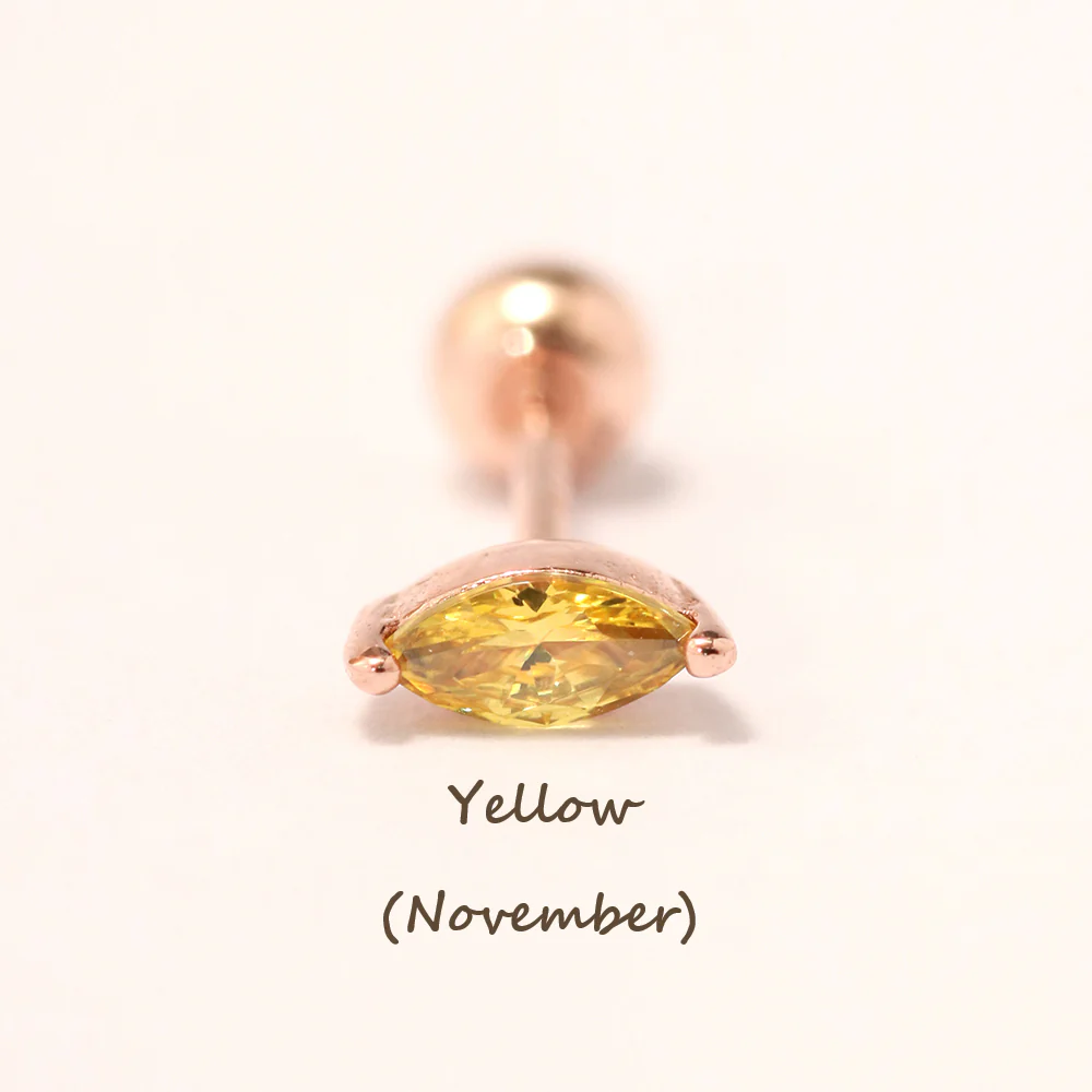 14K Gold Birth Stone Boat CZ  Cartilage Earring 20G18G16G - Image 24