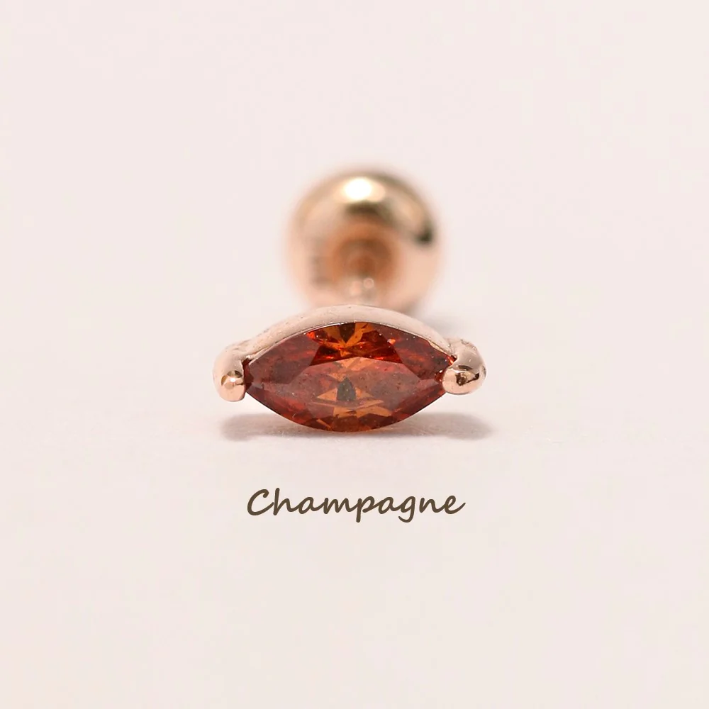 14K Gold Birth Stone Boat CZ  Cartilage Earring 20G18G16G - Image 26