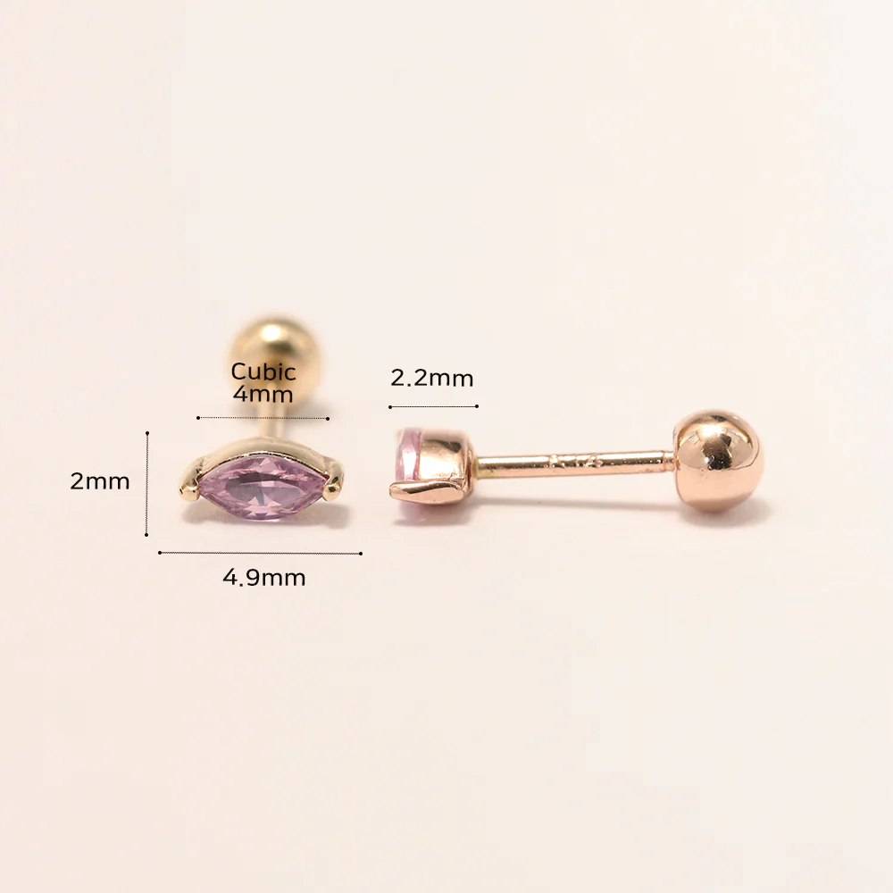 14K Gold Birth Stone Boat CZ  Cartilage Earring 20G18G16G - Image 27