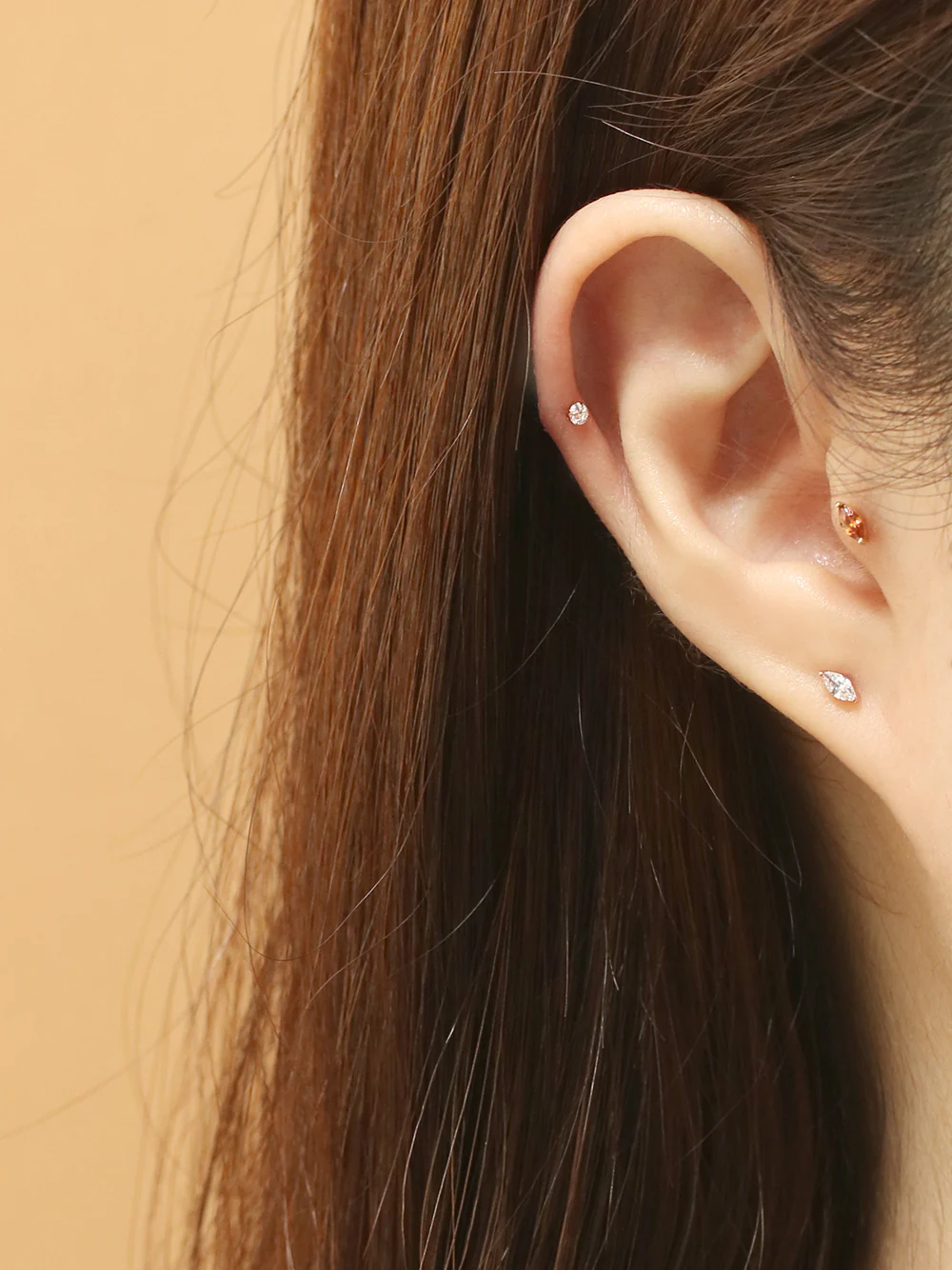 14K Gold Birth Stone Boat CZ  Cartilage Earring 20G18G16G - Image 4