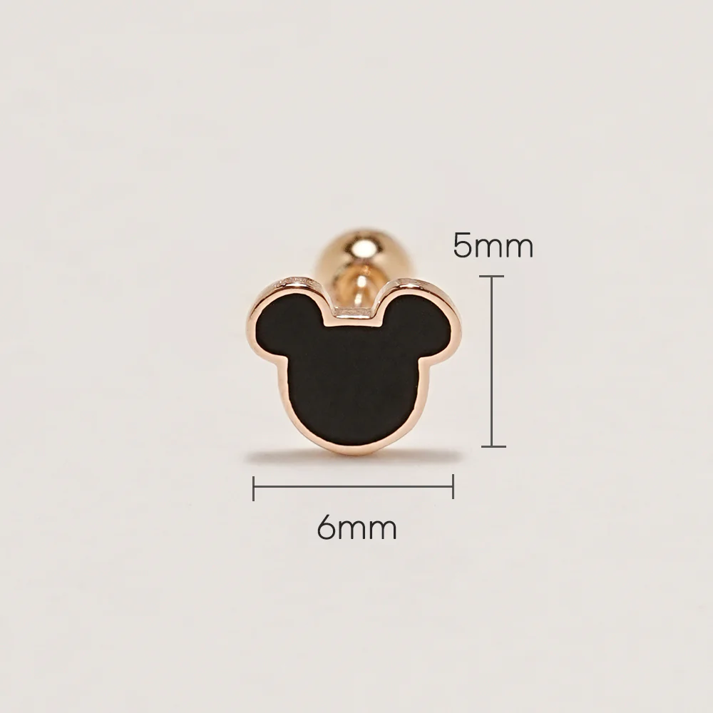14K Gold Black Line Mouse Cartilage Earring 20G - Image 6