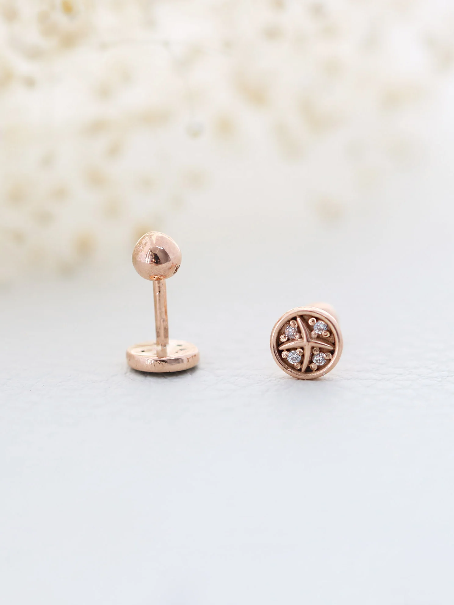 14K Gold Black Round Cartilage Earring 18G16G - Image 5